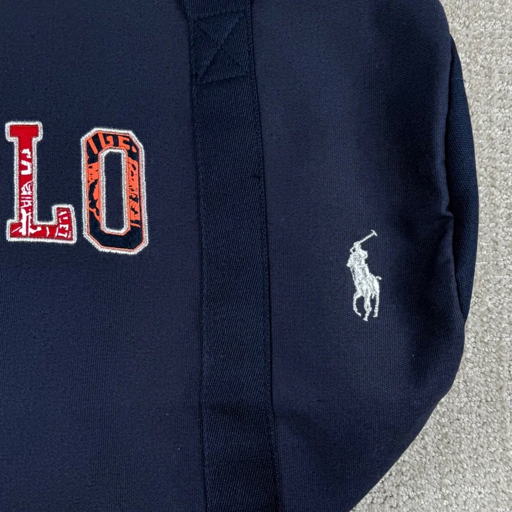 Ralph Lauren Polo Fragrances Navy Blue Embroidered Canvas Duffle Bag